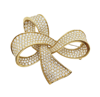 Boucheron 18K Yellow Gold Diamond Bow Brooch